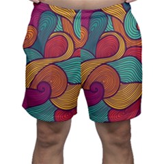 Swirly, Abstract, Multi Colored, Pattern, Men s Shorts
