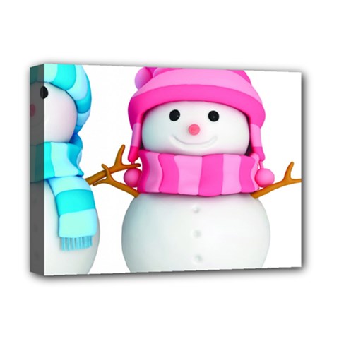 Two Snowmen, Deluxe Canvas 16  X 12  (stretched) 