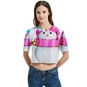 Two Snowmen, Women s Round Neck Short Sleeve Crop Top View1