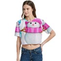 Two Snowmen, Women s Round Neck Short Sleeve Crop Top View2