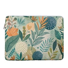 Leaves Pattern Flora 15  Vertical Laptop Sleeve Case With Pocket