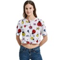 Seamless Pattern Nature Flowers Women s Round Neck Short Sleeve Crop Top View1