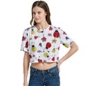 Seamless Pattern Nature Flowers Women s Round Neck Short Sleeve Crop Top View2