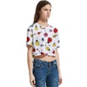 Seamless Pattern Nature Flowers Women s Round Neck Short Sleeve Crop Top View3
