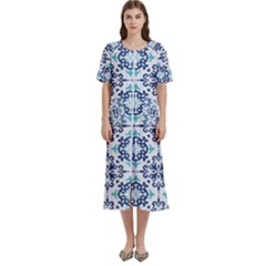 Tiles Abstract Pattern Texture Design Women s Cotton Short Sleeve Nightgown