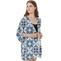 Tiles Abstract Pattern Texture Design Open Front 3/4 Sleeve Batwing Chiffon Cardigan Kimono View3