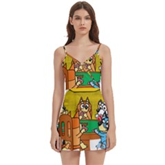 Bluey Body Wrap Sleeveless V-neck Mini Dress