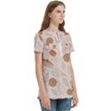Leaves Cake Cookies Pattern Women s Zip Front V-Neck Short Sleeve Casual Top Pocket Shirt View3