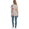 Leaves Cake Cookies Pattern Women s Zip Front V-Neck Short Sleeve Casual Top Pocket Shirt View4