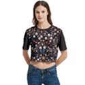 Pearls and stones Women s Round Neck Short Sleeve Crop Top View1