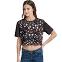 Pearls and stones Women s Round Neck Short Sleeve Crop Top View2