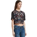 Pearls and stones Women s Round Neck Short Sleeve Crop Top View3