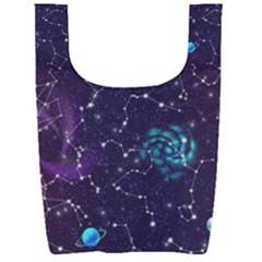 Realistic Night Sky Poster With Constellations Foldable Shopping Bag