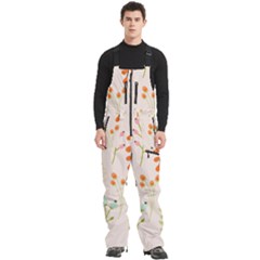Boho Pattern Berries Flowers Nature Men s Front Zip Ski And Snowboard Bib Pants
