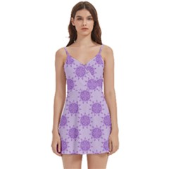 Purple Pattern Seamless Texture Mandala Body Wrap Sleeveless V-neck Mini Dress