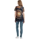 Galaxy Background Star Women s Zip Front V-Neck Short Sleeve Casual Top Pocket Shirt View4