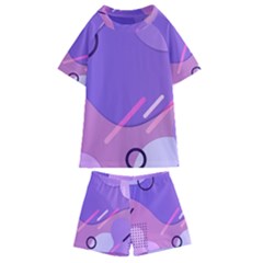 Colorful Labstract Wallpaper Theme Kids  Swim T-shirt And Shorts Set