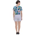 Tropical Flowers With White Dhari On Crop Top and Shorts Co-Ord Set View2