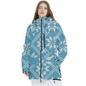 Blue Winter Knitted Texture, Blue Winter Background, Knitted Texture Women s Multi Pockets Zip Ski and Snowboard Waterproof Breathable Jacket View1