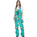 Christmas Decorations Blue Xmas Background Women s Front Zip Ski And Snowboard Bib Pants View1