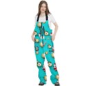 Christmas Decorations Blue Xmas Background Women s Front Zip Ski And Snowboard Bib Pants View2