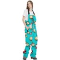 Christmas Decorations Blue Xmas Background Women s Front Zip Ski And Snowboard Bib Pants View3