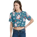 Christmas, Decorative, Desenho, Pattern Women s Round Neck Short Sleeve Crop Top View2