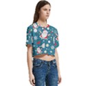 Christmas, Decorative, Desenho, Pattern Women s Round Neck Short Sleeve Crop Top View3