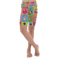 Owls Pattern, Abstract, Art, Desenho Kids  Lightweight Velour Cropped Yoga Leggings