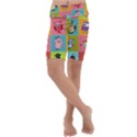 Owls Pattern, Abstract, Art, Desenho Kids  Lightweight Velour Cropped Yoga Leggings View1