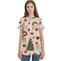 Christmas Pattern, Pattern, Christmas, Trees Women s Zip Front V-Neck Short Sleeve Casual Top Pocket Shirt View1
