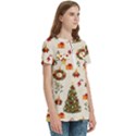 Christmas Pattern, Pattern, Christmas, Trees Women s Zip Front V-Neck Short Sleeve Casual Top Pocket Shirt View3
