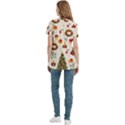 Christmas Pattern, Pattern, Christmas, Trees Women s Zip Front V-Neck Short Sleeve Casual Top Pocket Shirt View4