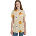 Pumpkin and boo crew halloween  Women s Zip Front V-Neck Short Sleeve Casual Top Pocket Shirt View1