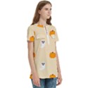 Pumpkin and boo crew halloween  Women s Zip Front V-Neck Short Sleeve Casual Top Pocket Shirt View3
