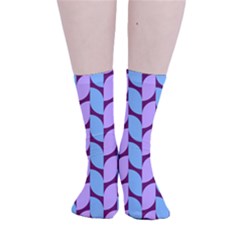 Purple Blue Pattern Smooth Crew Length Tube Socks