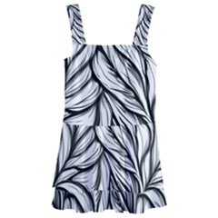 Black White Flower Texture Pattern Kids  Layered Skirt Swimsuit