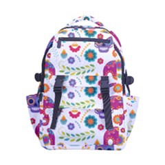 Mexican Floral With Skull Seamless Pattern Carry-on Double Buckle Travel Backpack
