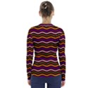 Multicolor Wave Pattern V-Neck Long Sleeve Top View2