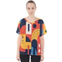 Abstract Pattern V-Neck Dolman Drape Top View1