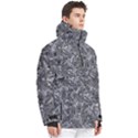 Geologic Marine Life Motif Black And White Print Men s Pullover Zip Ski and Snowboard Waterproof Breathable Jacket View3