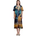 Mystic Blue Pyramid Art Women s Cotton Short Sleeve Nightgown View1