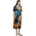 Mystic Blue Pyramid Art Women s Cotton Short Sleeve Nightgown View3