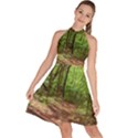 Peaceful Green Forest Walk Sleeveless Halter Neck A-Line Dress View1