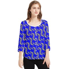 Eye Of Horus Pattern Chiffon Quarter Sleeve Blouse