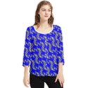 Eye of Horus Pattern Chiffon Quarter Sleeve Blouse View1