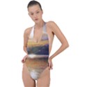 Serene Sunset Over Water Backless Halter One Piece Swimsuit View1