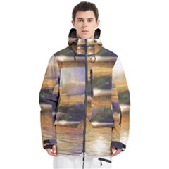 Serene Sunset Over Water Men s Multi Pockets Zip Ski And Snowboard Waterproof Breathable Jacket