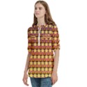 Gradient Lion Head Pattern Women s Zip Front V-Neck 3/4 Sleeve Casual Top Pocket Shirt View2