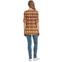 Gradient Lion Head Pattern Women s Zip Front V-Neck 3/4 Sleeve Casual Top Pocket Shirt View4